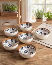 Indigo Pattern Katori - Set Of 6 Style - 1