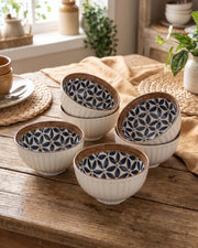 Indigo Pattern Katori - Set Of 6 Style - 2