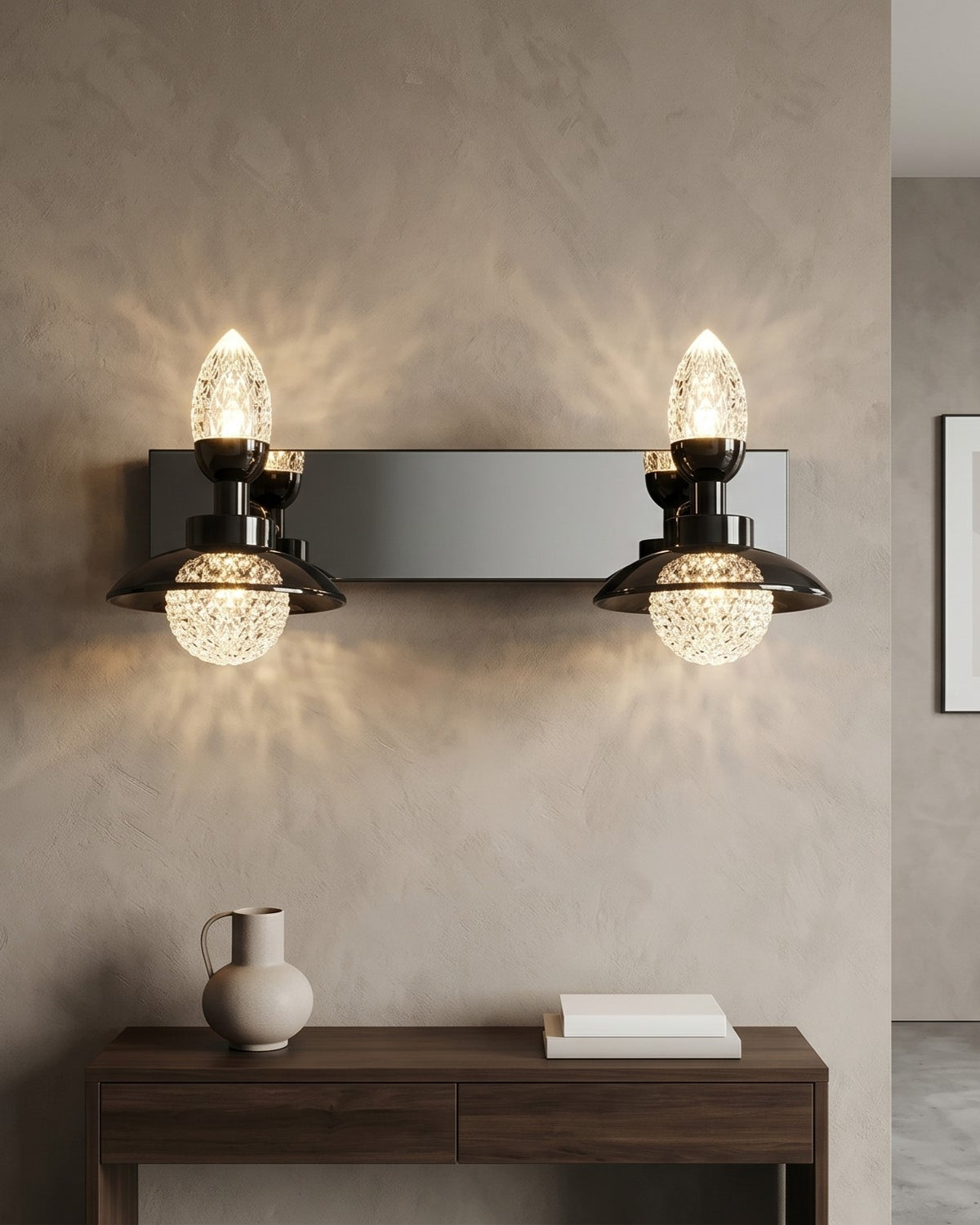 Midnight Crystal Vanity Wall Light - 2 Lights