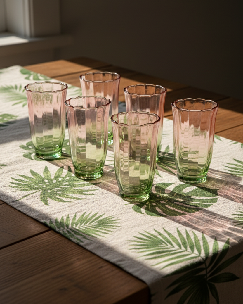 Pink Ombre Tulip Tall Glass - Set of 6