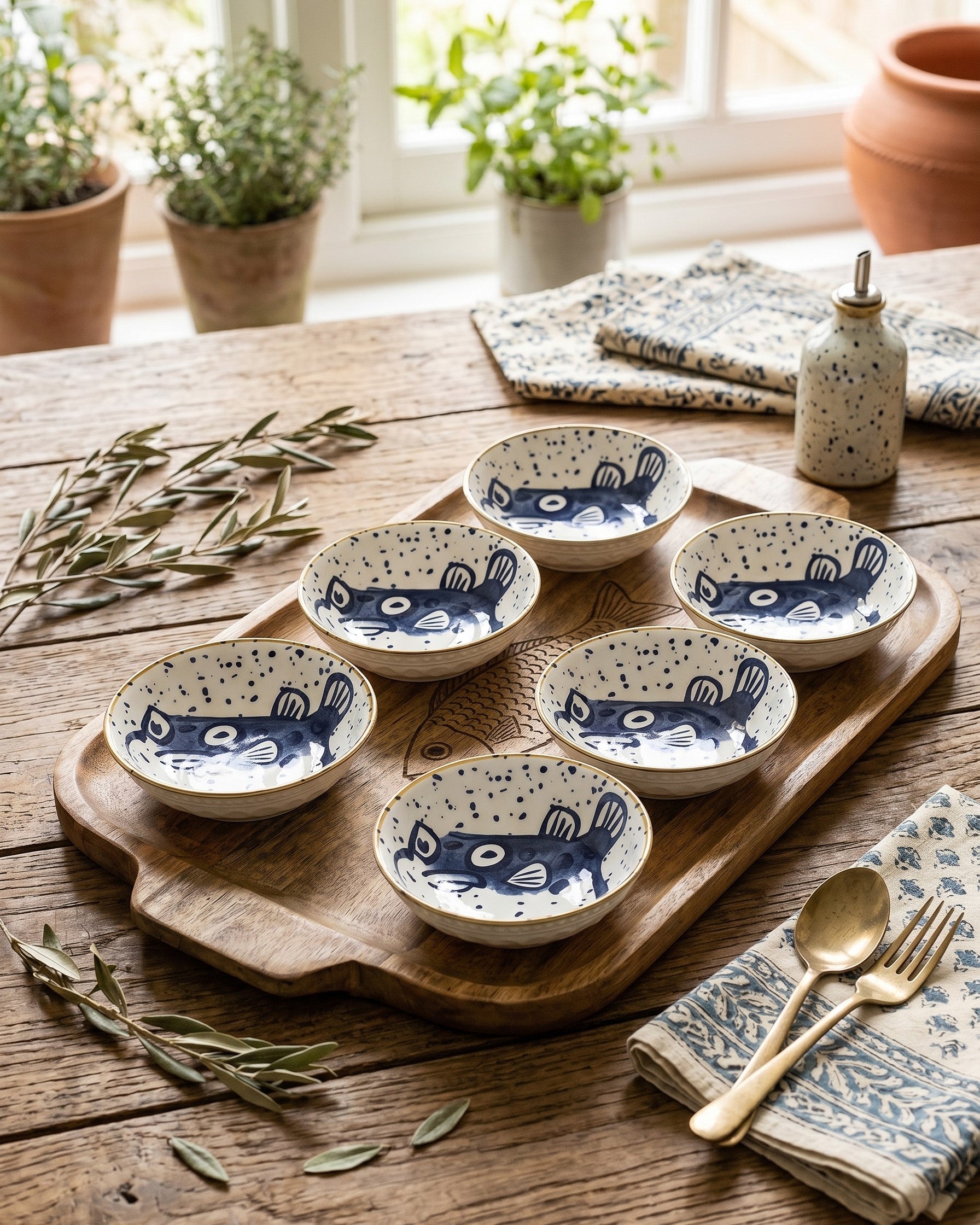 Puffer Fish Tales Bowl - Set Of 6 