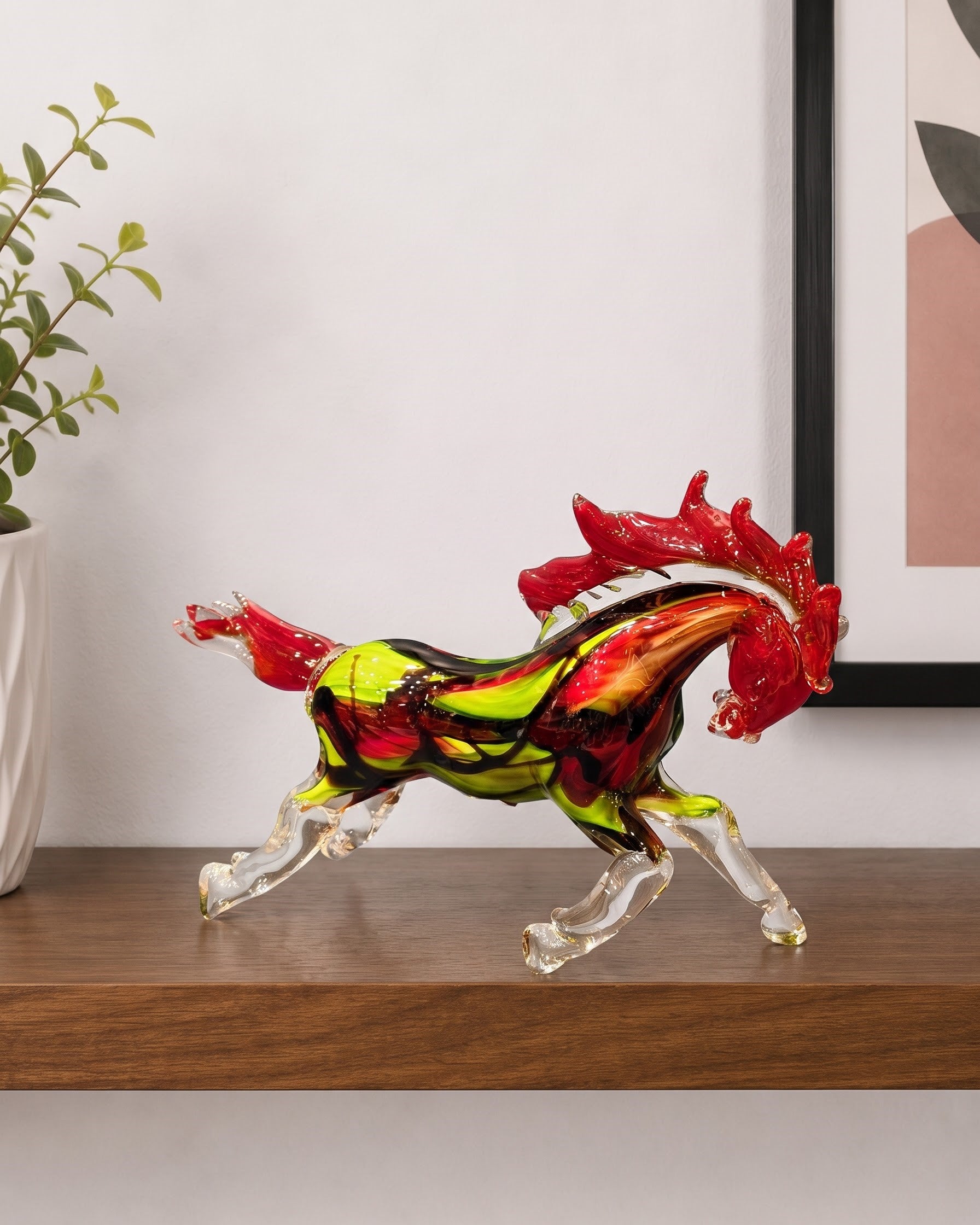 Galloping Blaze Horse Decorative Glass Figurine 