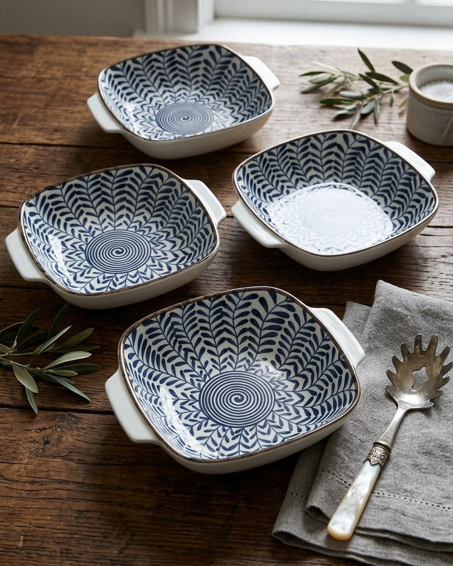 Indigo Square Serving Bowls - Set Of 4 Style - 2 