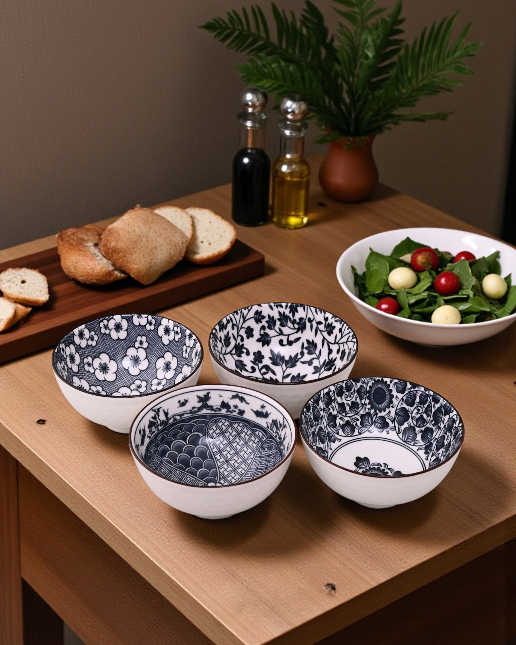 Blue & White Mingled Katori - Set Of 4 