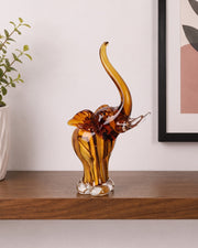 Amber Trunk Elephant Decorative Glass Figurine