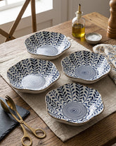 Indigo Wave Edge Bowl - Set Of 4 Style - 4 