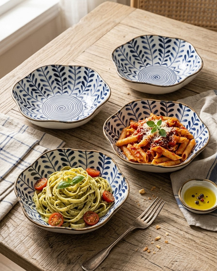 Indigo Wave Edge Bowl - Set Of 4 Style - 4