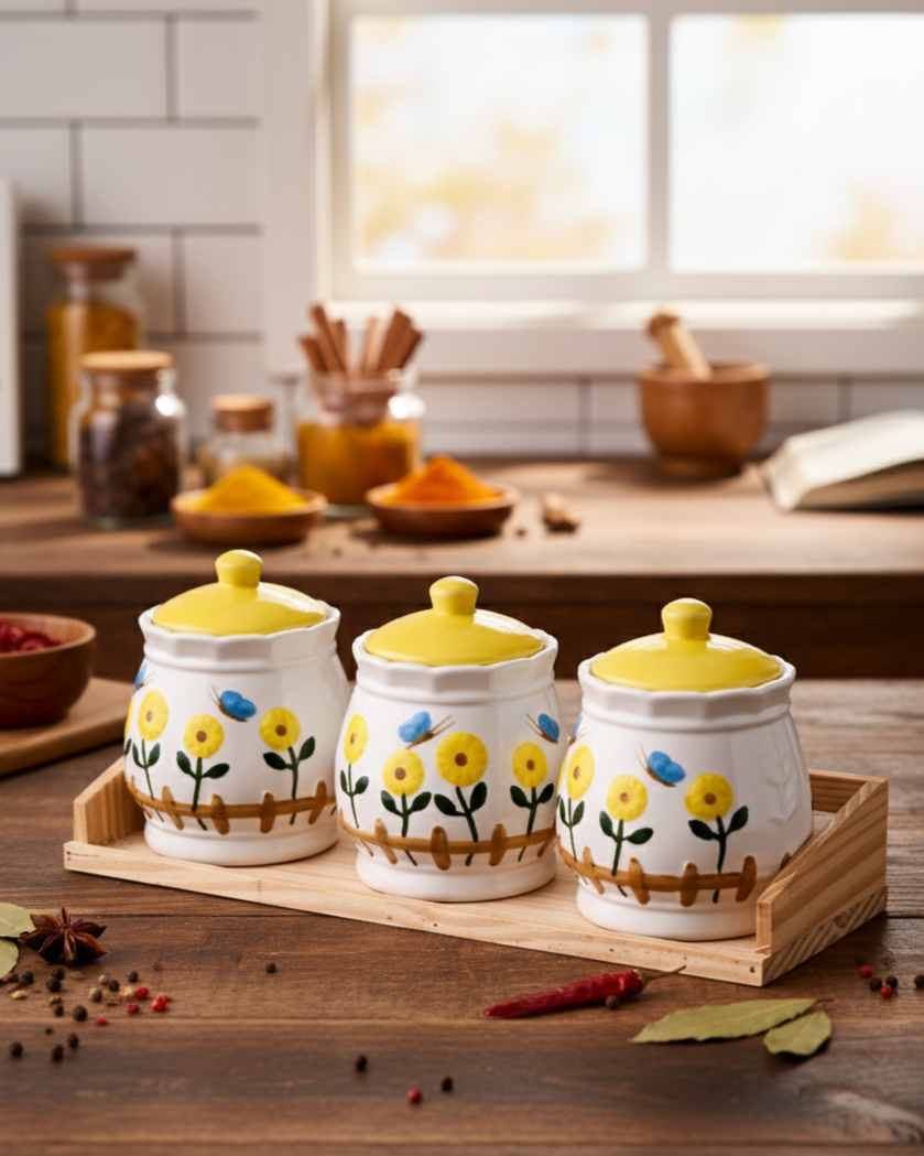 Sunflower Bilss Kitchen Canister - Set Of 3 