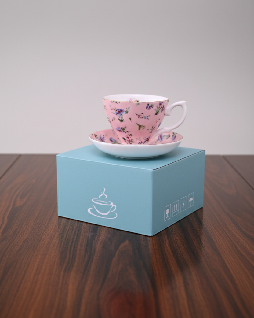Blush Blossom Tea Cup & Saucer - Pink 