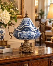 'Toile de Jouy' Victorian Ornamental Lid Vase