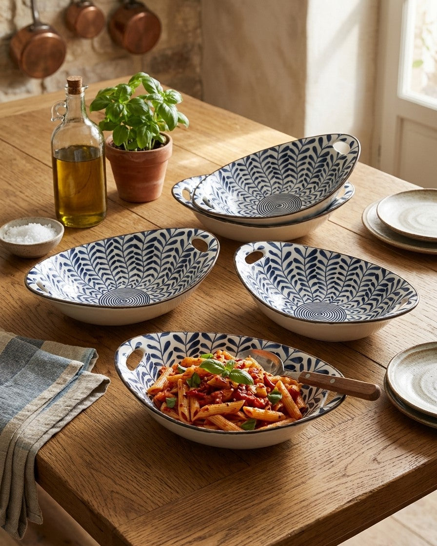 Indigo Bloom Serving Bowls - Set 4 Style - 4 