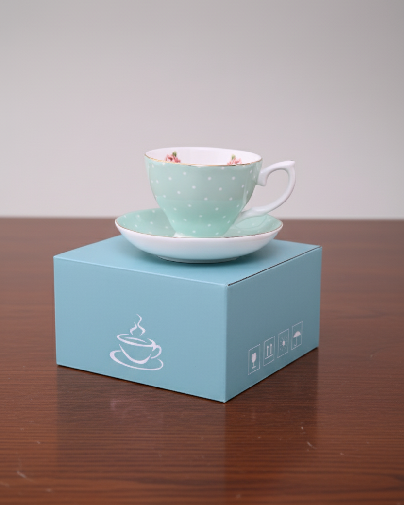 Polka Dot Tea Cup & Saucer 