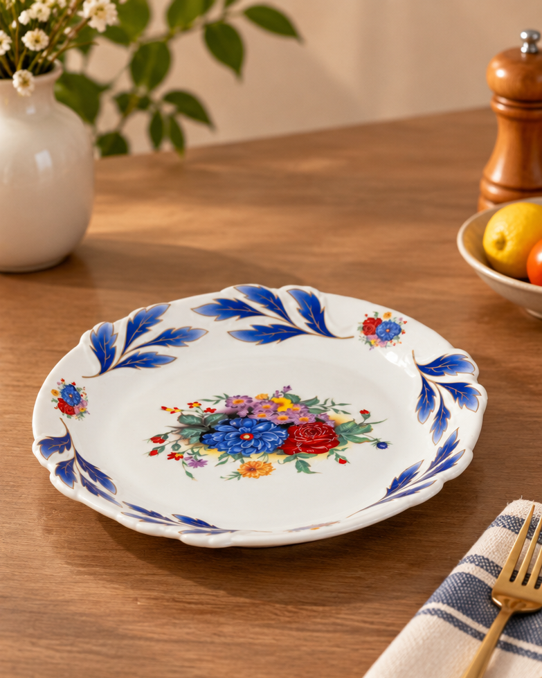 Mauve Rose Round Serving Platter - Blue