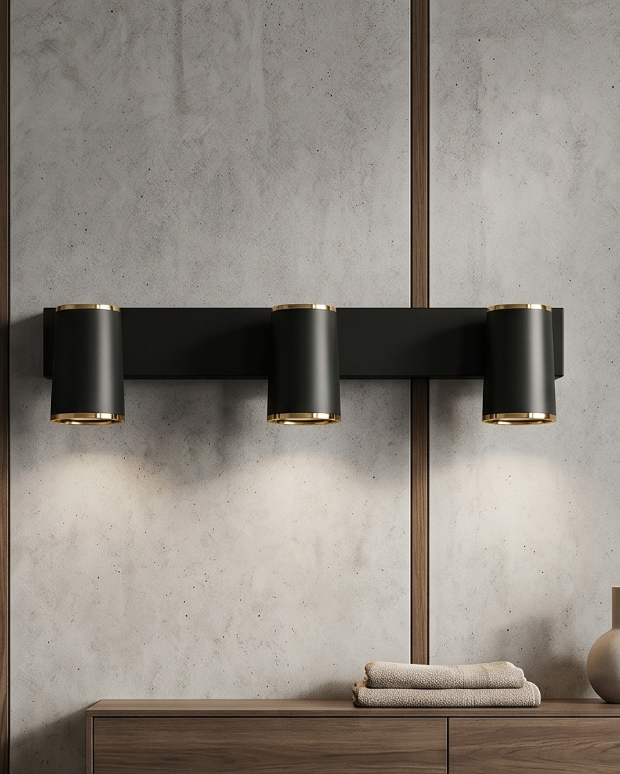 Matte Black Linear Vanity Light - 3 Lights 