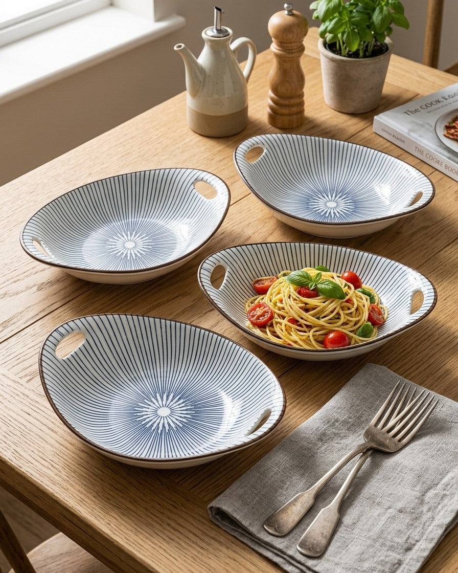 Indigo Bloom Serving Bowls - Set 4 Style - 3 