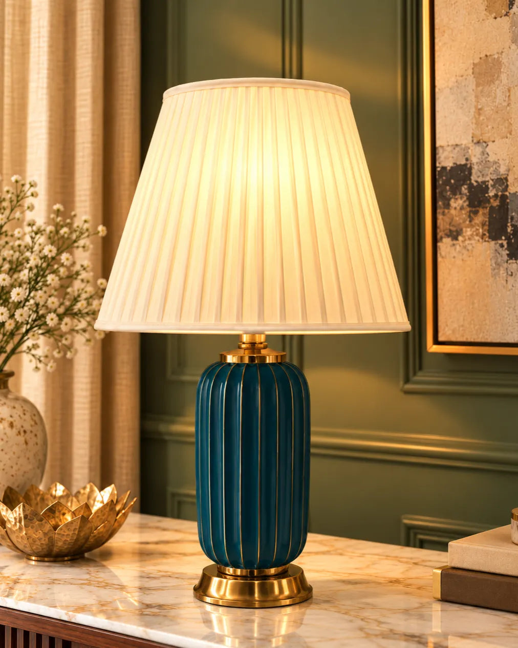 Aveline Fluted Ceramic Table Lamp