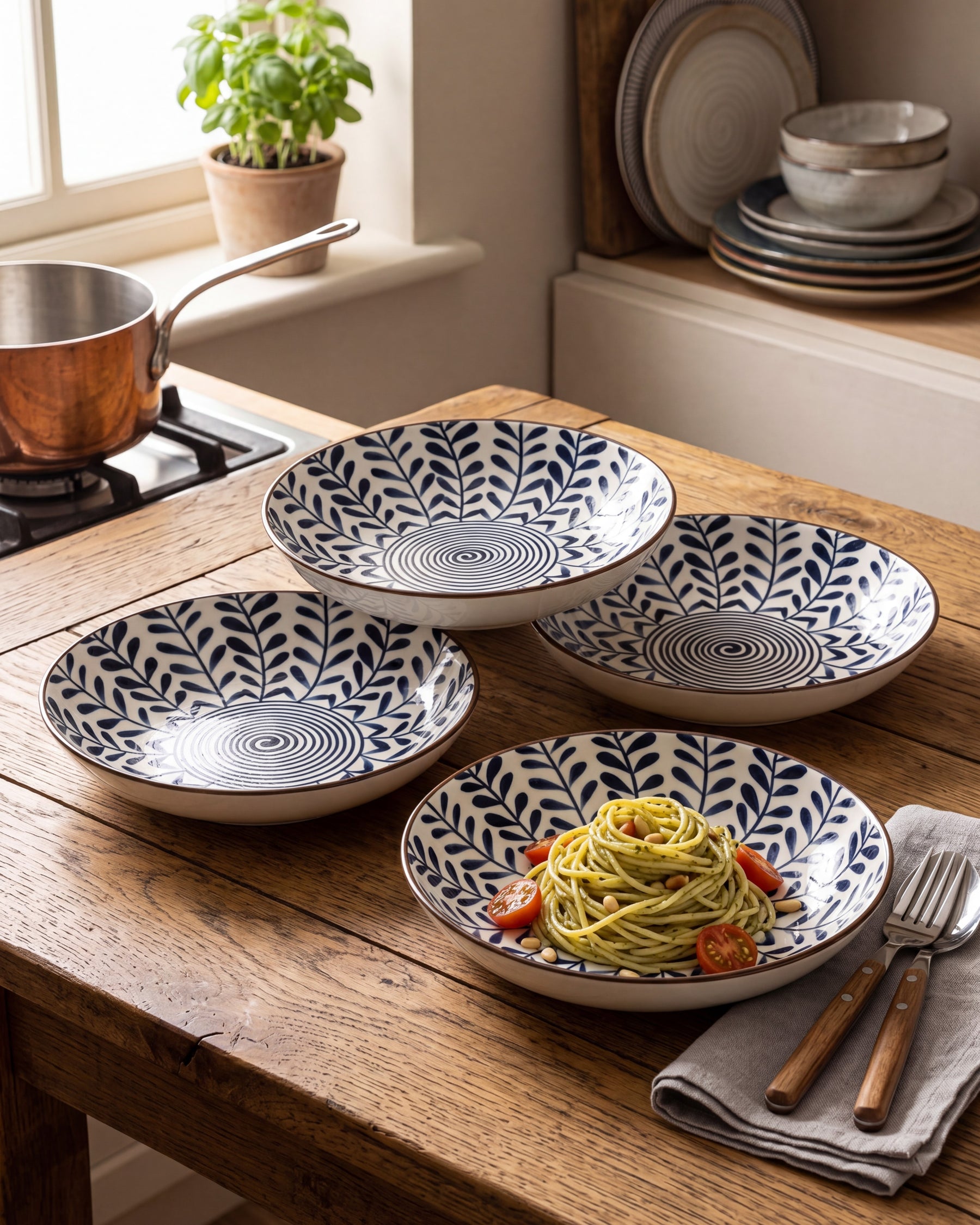 Indigo Rhythm Pasta Bowl - Set Of 4 Style - 2 