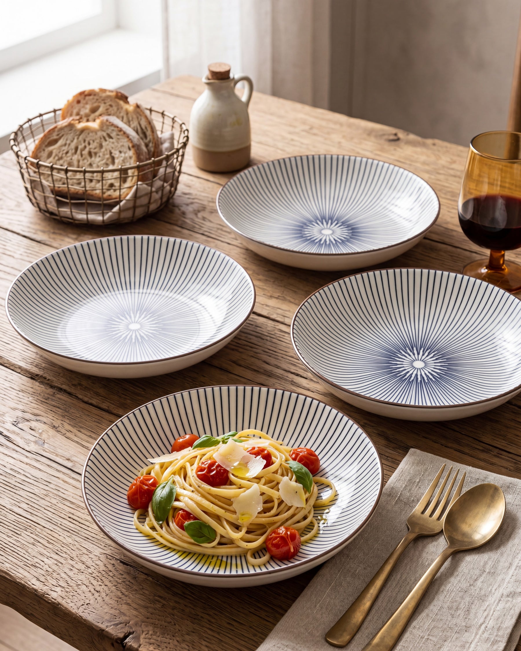 Indigo Rhythm Pasta Bowl - Set Of 4 Style - 1 