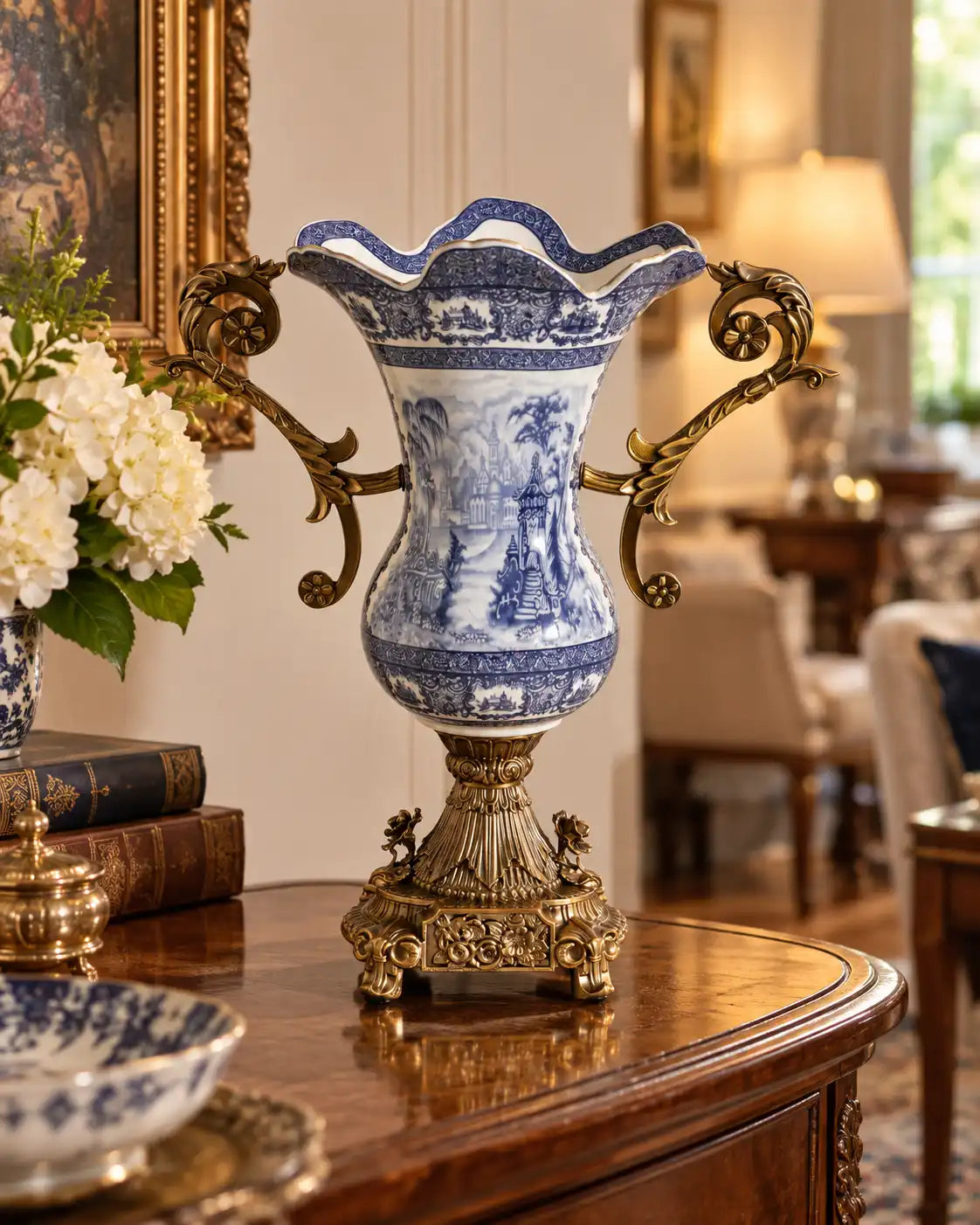 'Toile de Jouy' Victorian Ornamental Vase