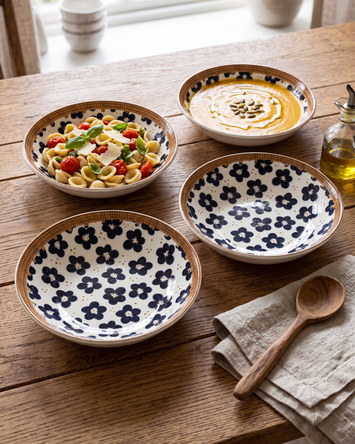 Floral Mosaic Pasta Bowl - Set Of 4 Style - 1