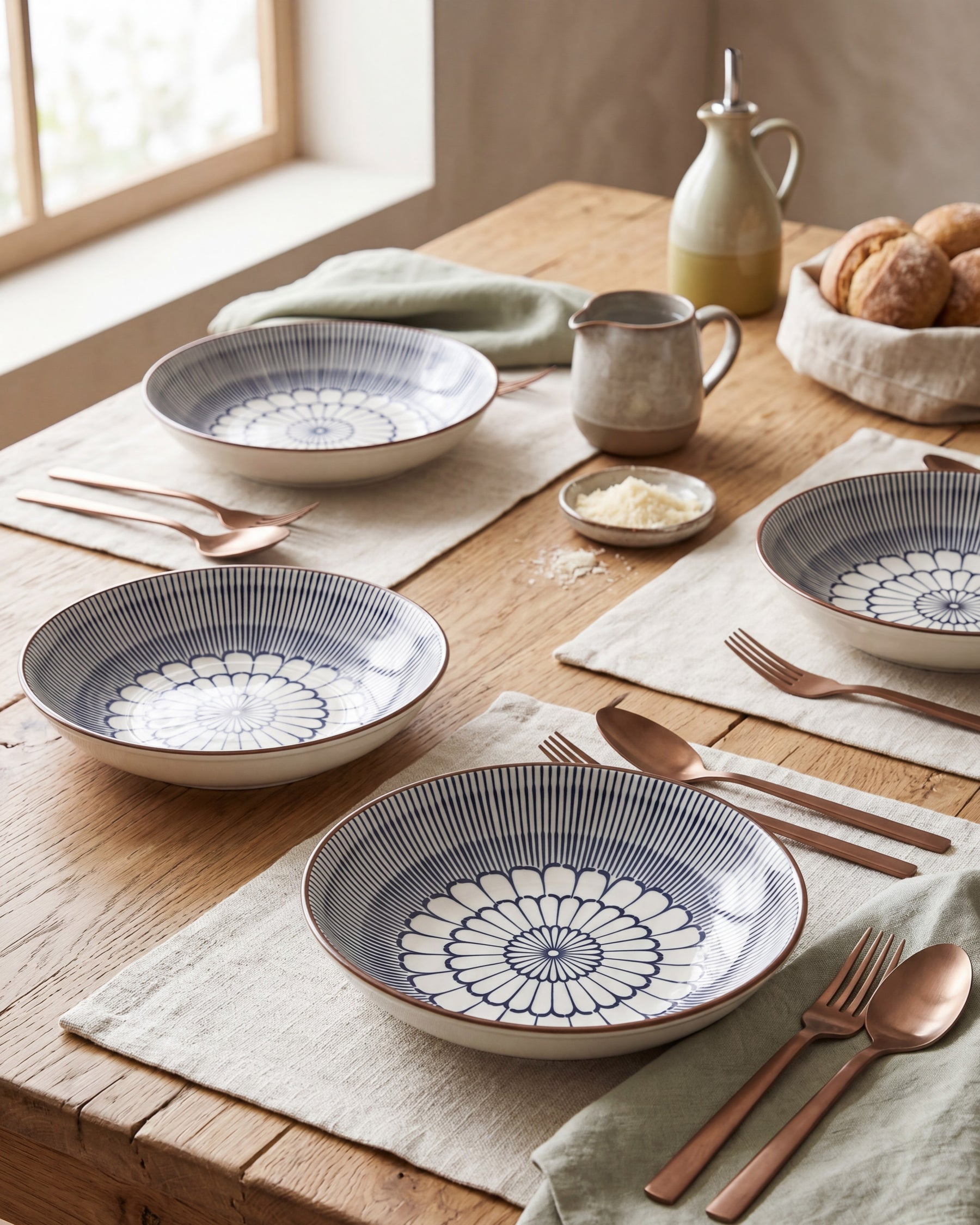 Indigo Bloom Pasta Bowl - Set Of 4 Style - 2 
