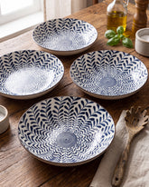 Indigo Bloom Pasta Bowl - Set Of 4 Style - 4 