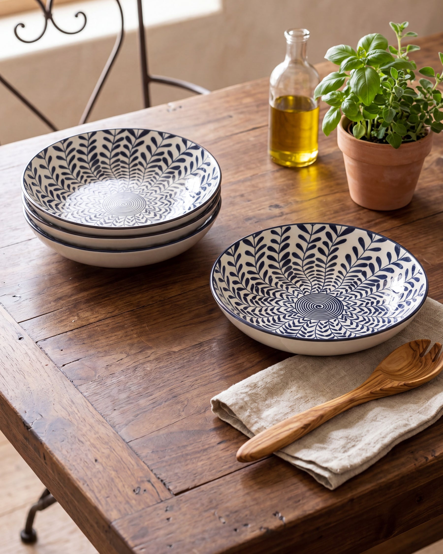 Indigo Bloom Pasta Bowl - Set Of 4 Style - 4 