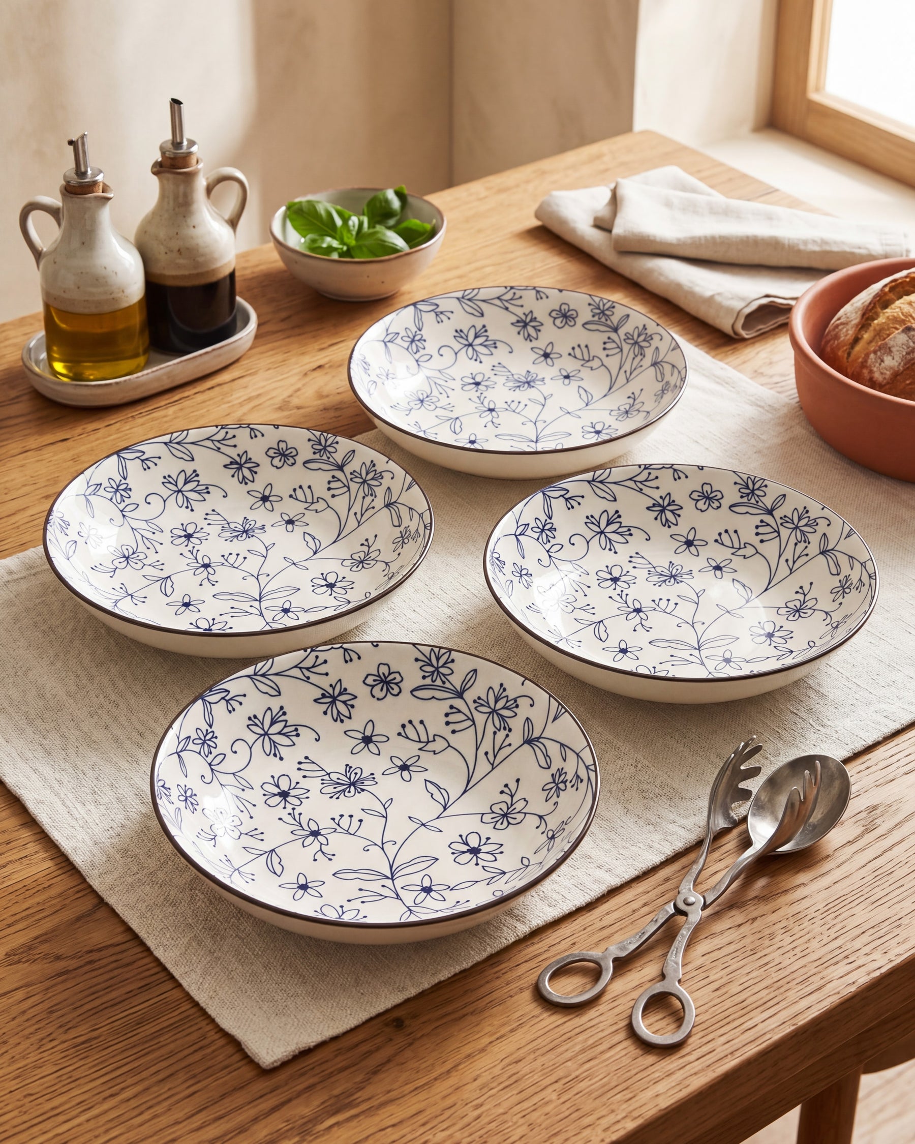 Indigo Bloom Pasta Bowl - Set Of 4 Style - 1 