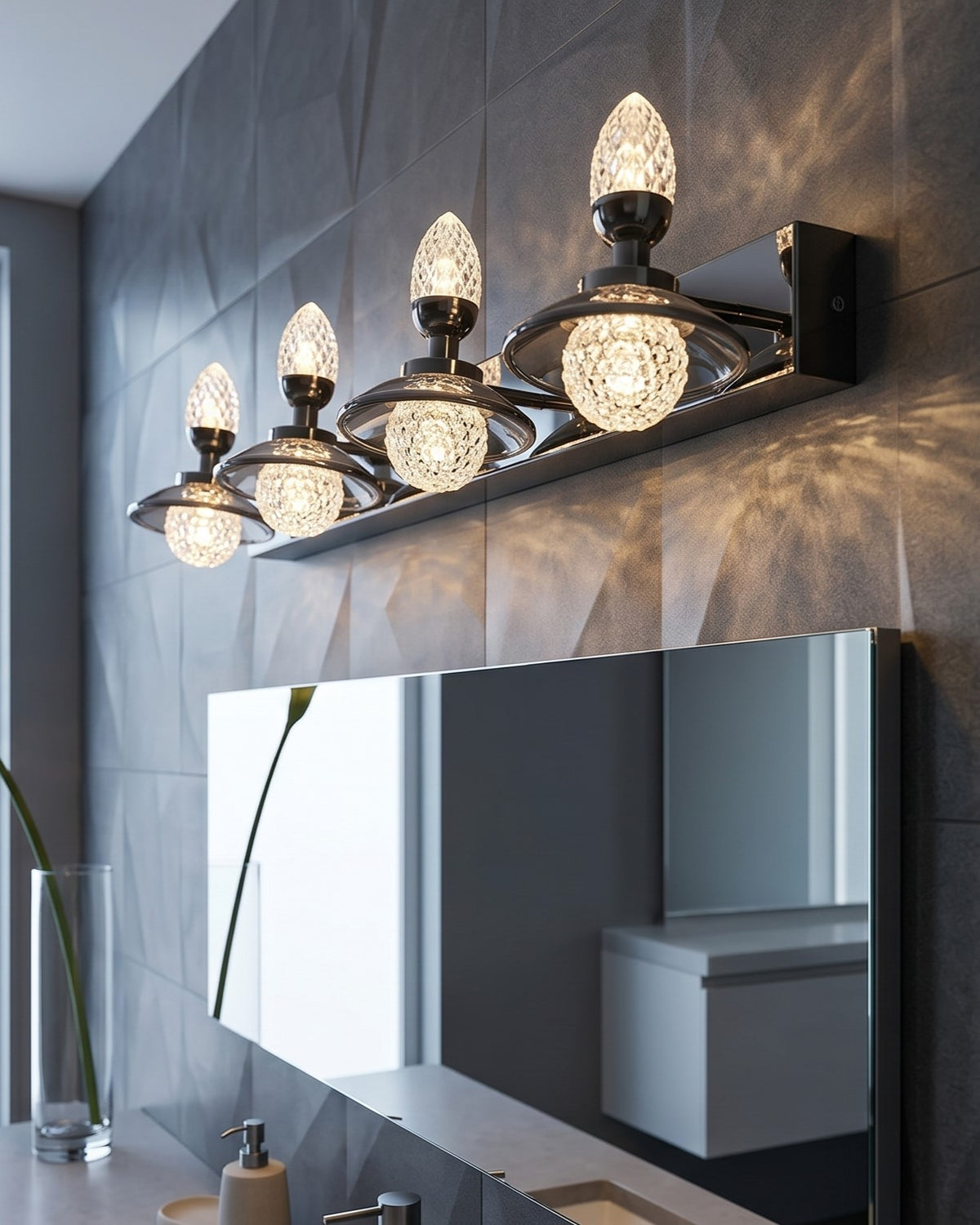 Midnight Crystal Vanity Wall Light - 4 Lights
