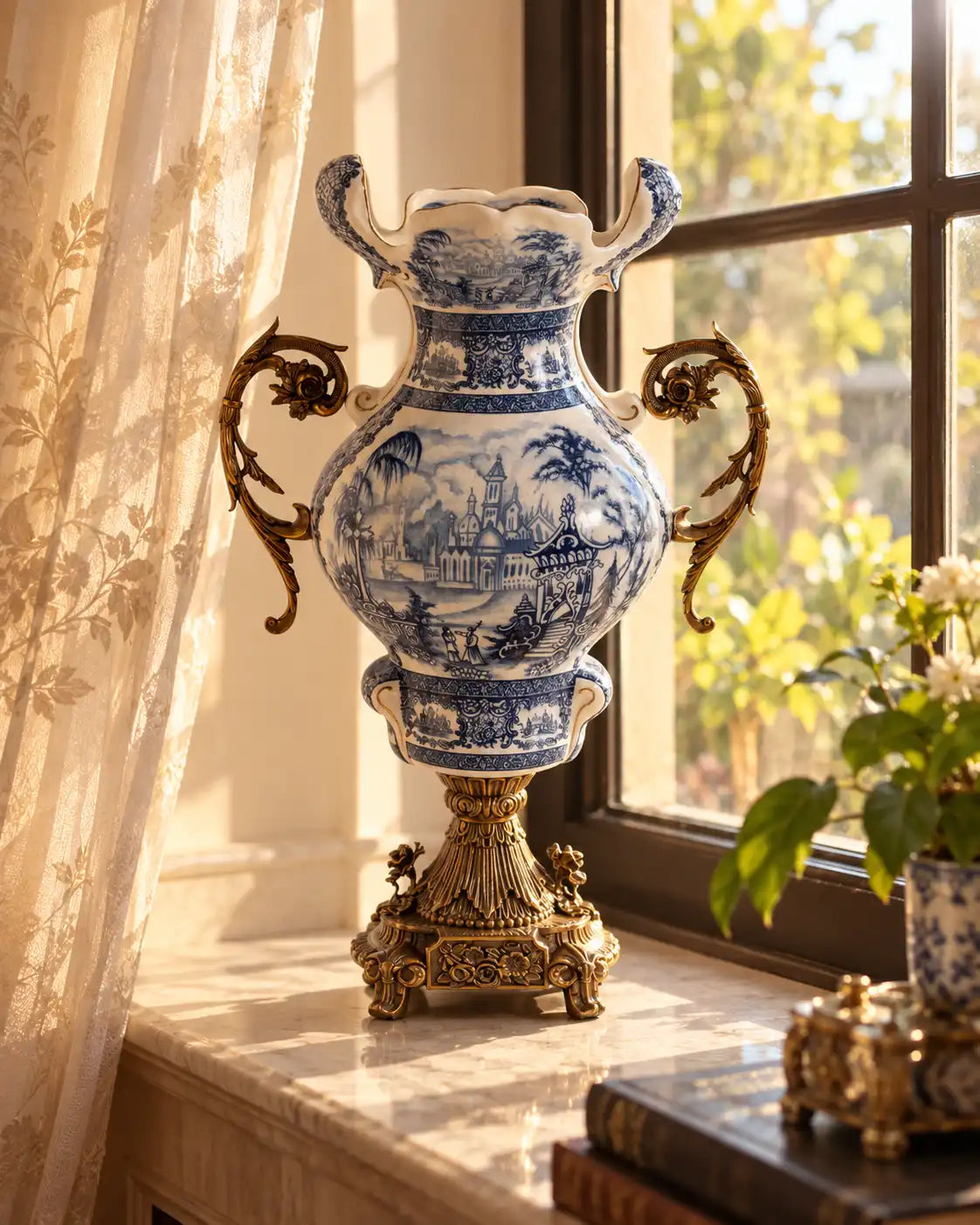 'Toile de Jouy' Victorian Ornamental Vase