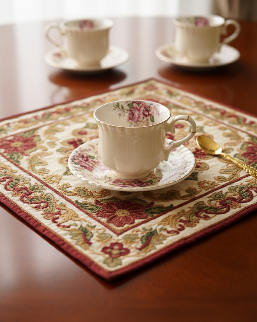 Royal Rose Garden Tea Cup With Saucer - Set Of 6 