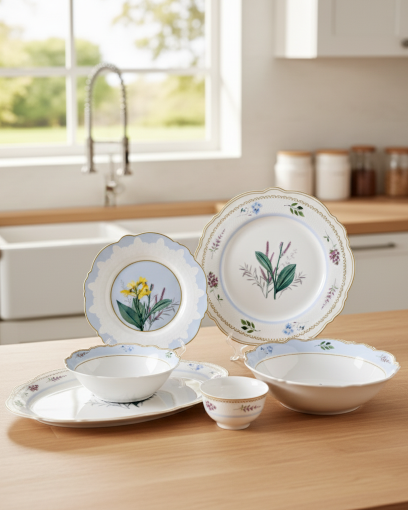 Botanical Grace Ceramic Dinner Set - 22 Piece 