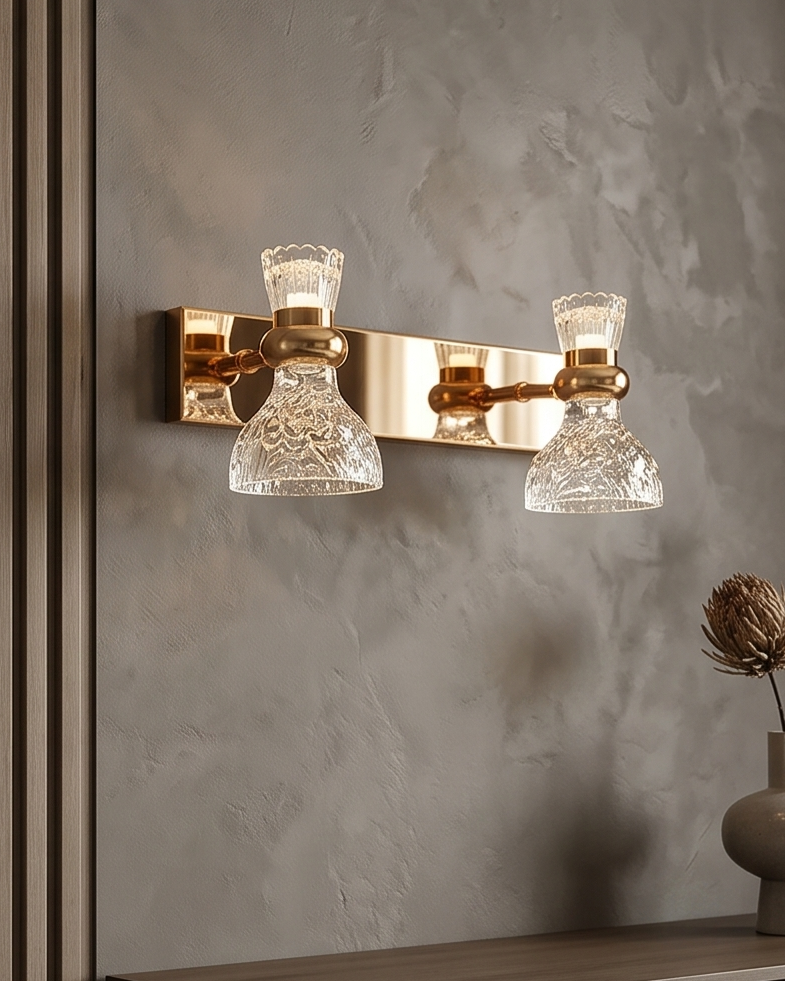 Amber Glow Crystal Vanity Light- 2 Lights 