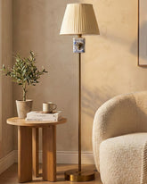 Antique brass Goat Blue Dynasty Floor Lamp 