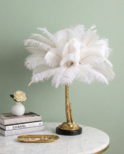 Palm Tree Ostrich Decorative Feather Table Lamp