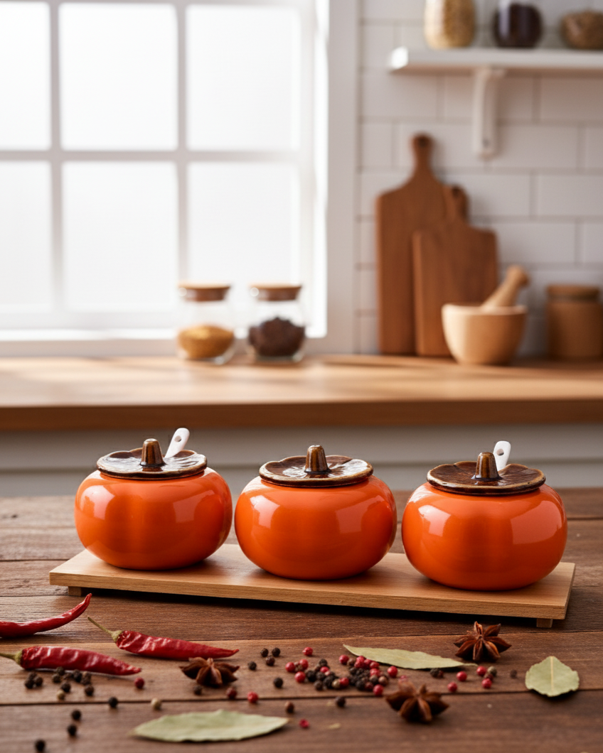 Farmhouse Pumpkin Condiment Server - Set Of 3 