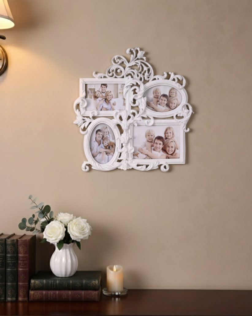 Vintage White Floral Collage Photo Frame 