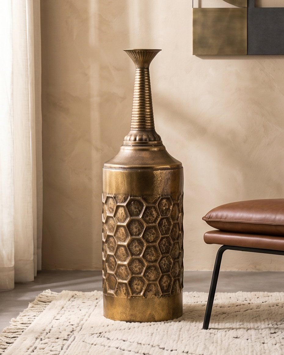 Golden Honeycomb Tall Planter - 100 cm 