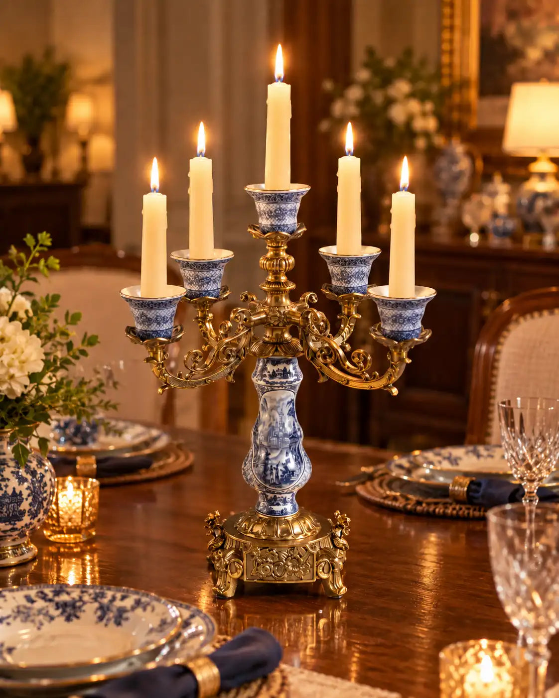 'Toile de Jouy' Victorian Ornamental Candle Stand
