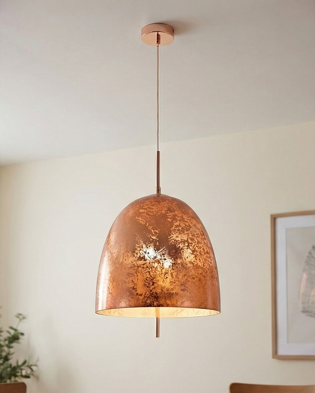 Glass Dome Pendant Light - Brushed Gold 