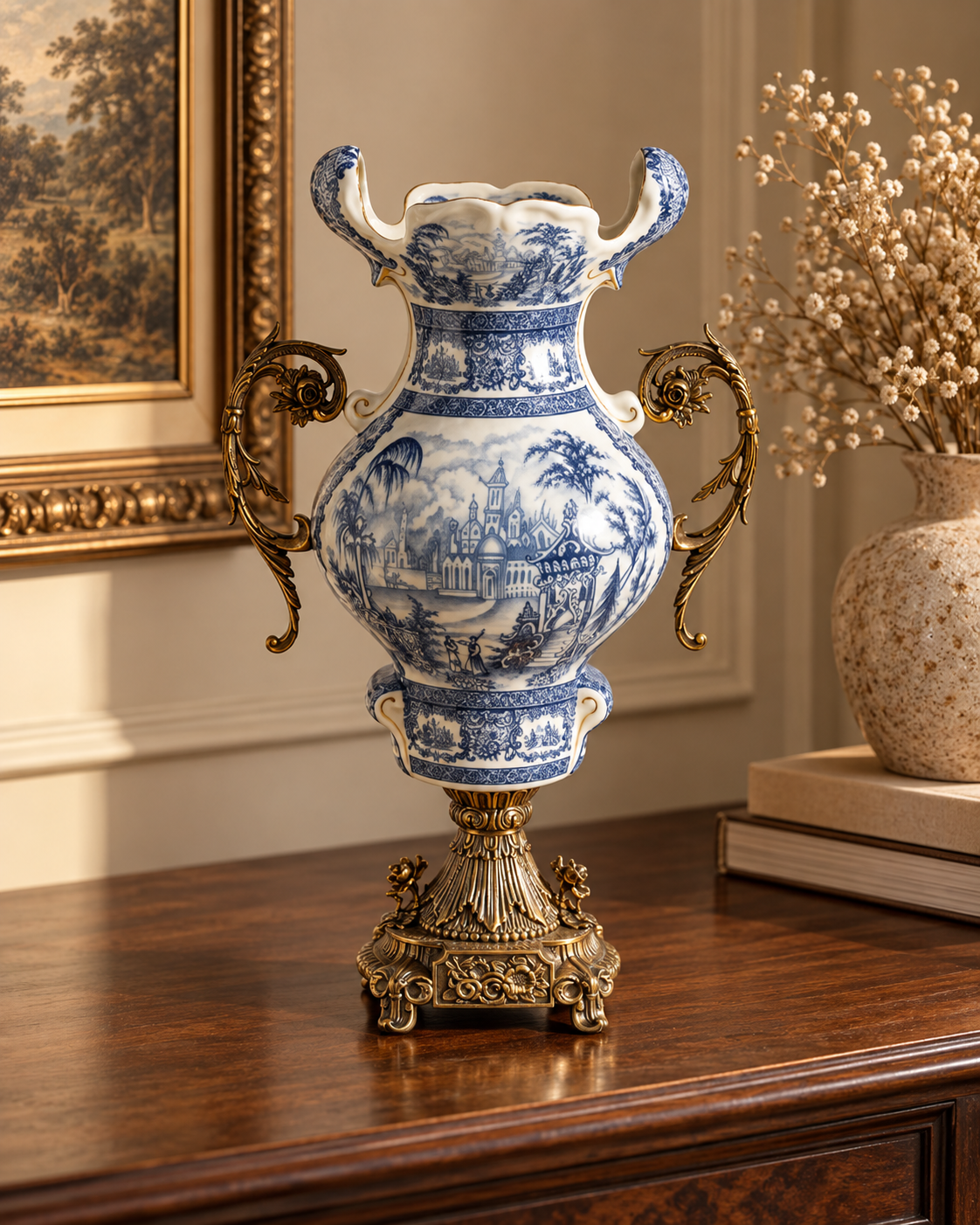 'Toile de Jouy' Victorian Ornamental Vase