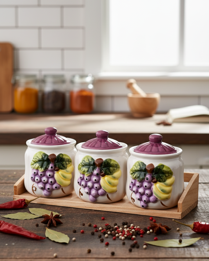 Graceful Grapes Condiment Server - Set Of 3 