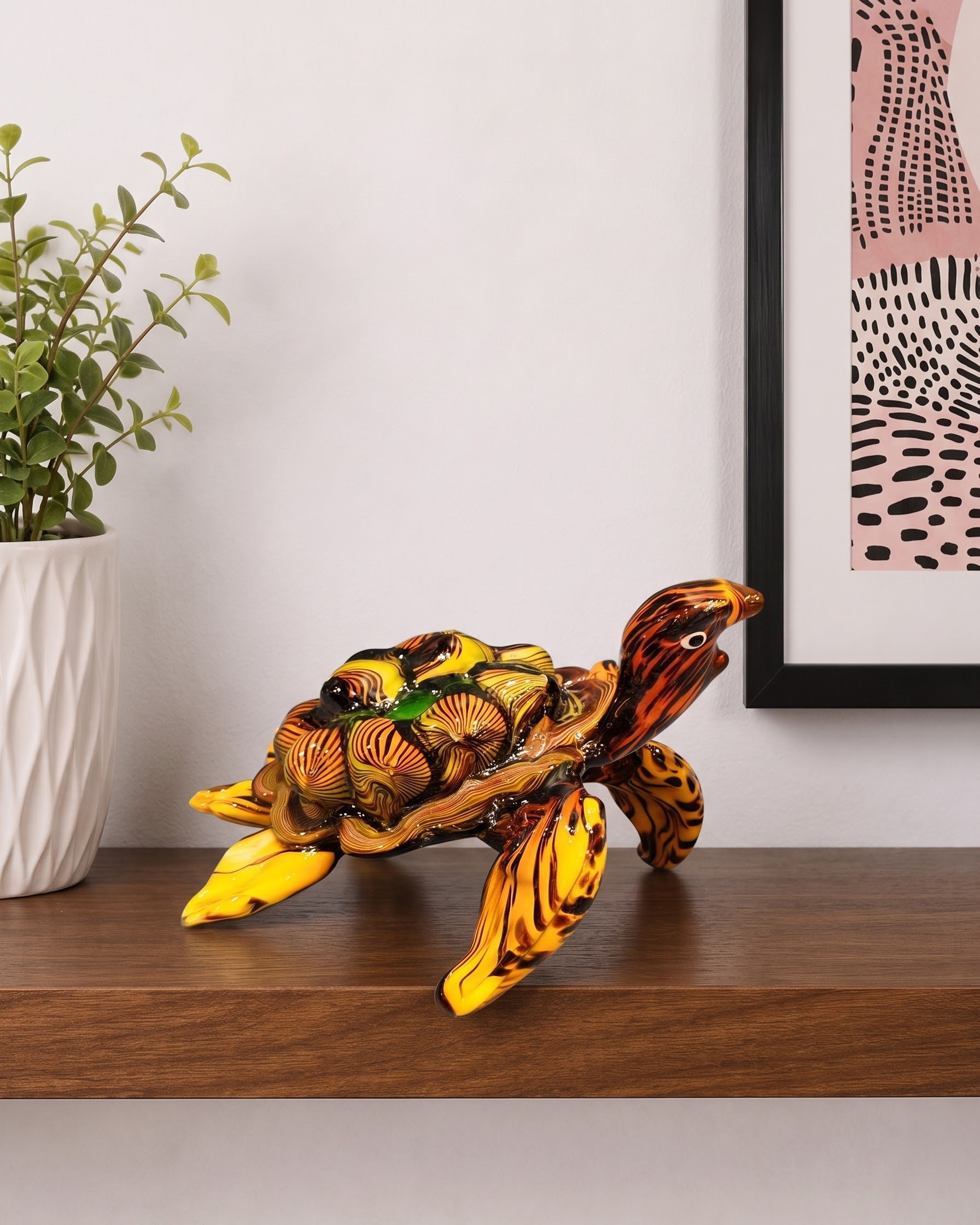 Golden Wave Turtle Decorative Glass Figurine 