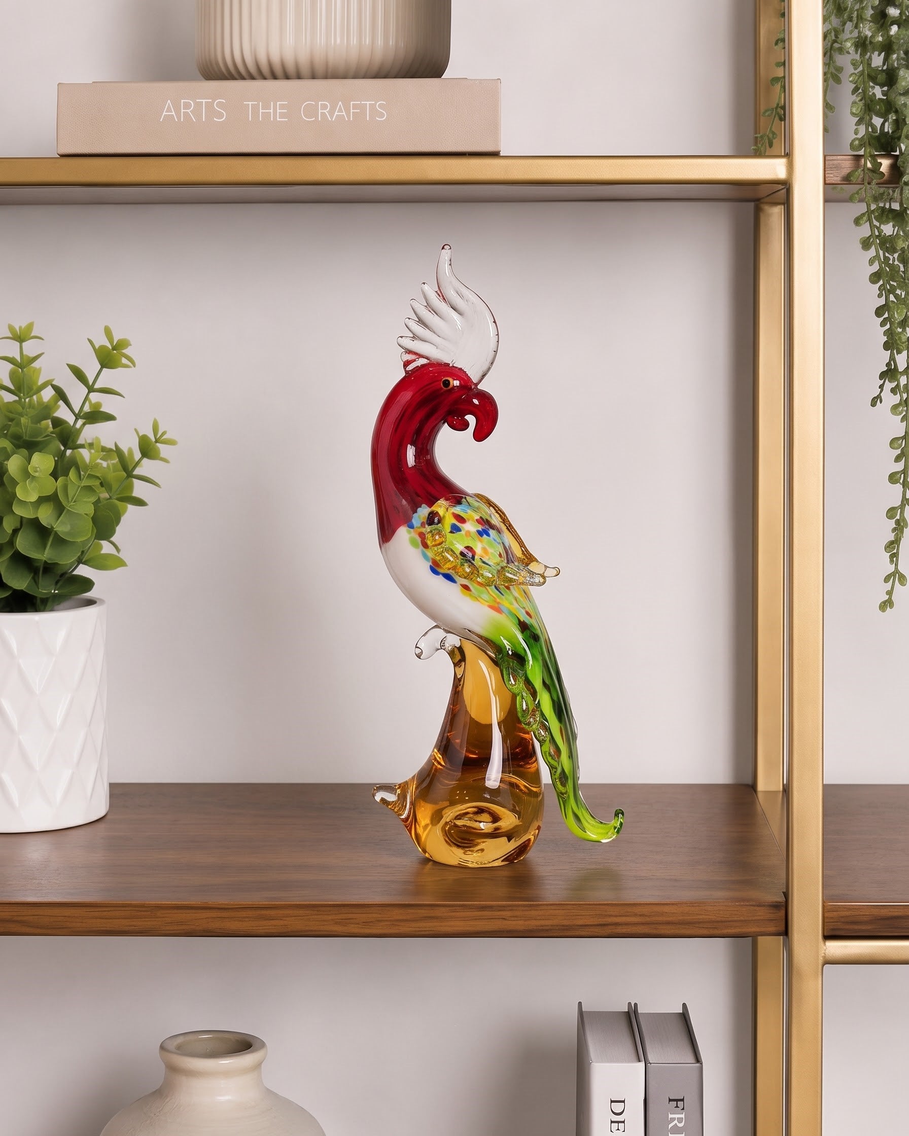 Radiant Plume Bird Decorative Glass Figurine 