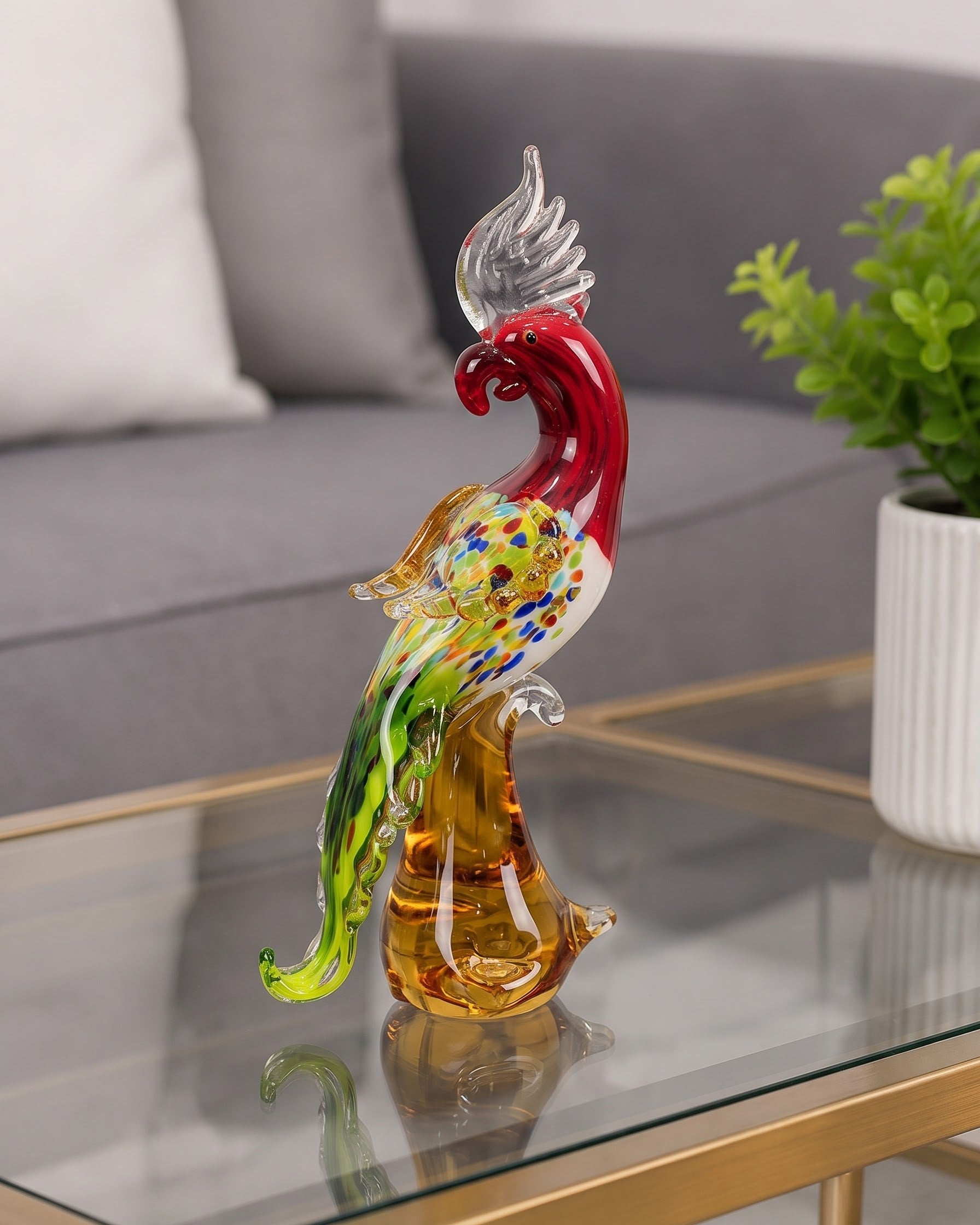 Radiant Plume Bird Decorative Glass Figurine 