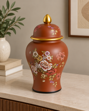 Royal Crimson Blossom Temple Jar - Small