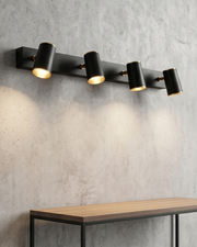 Matte Black Linear Vanity Light - 4 Lights