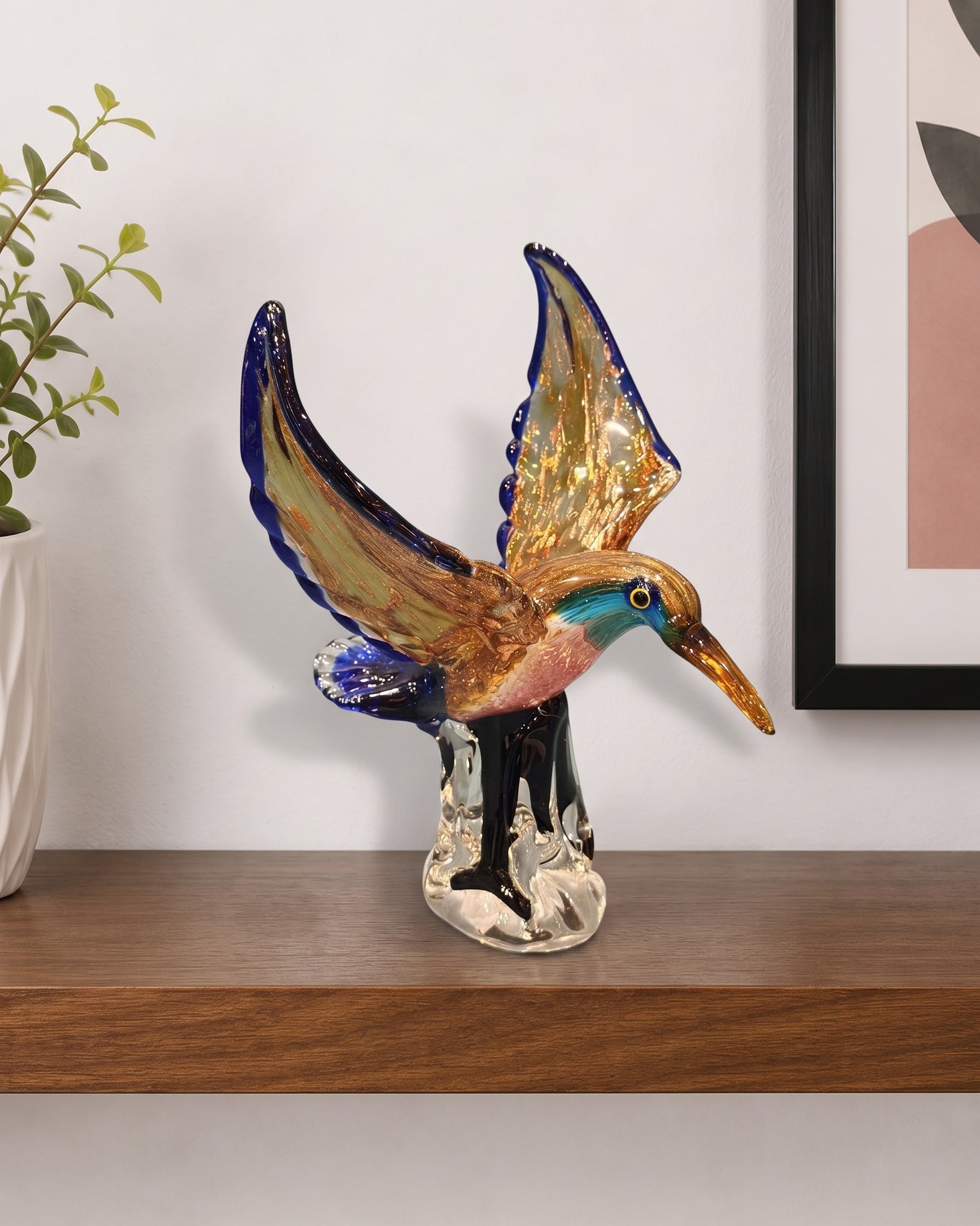 Radiant Plume Bird Decorative Glass Figurine 