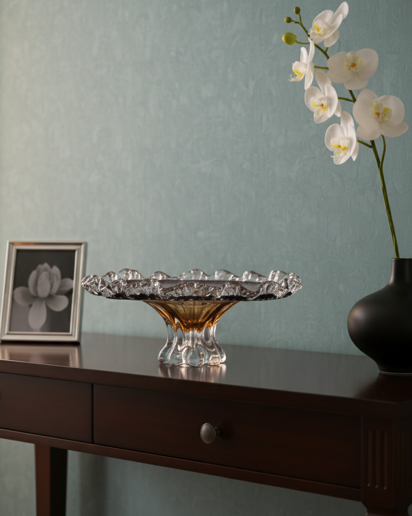 Aurora Bloom Centerpiece Decorative Glass Bowl 