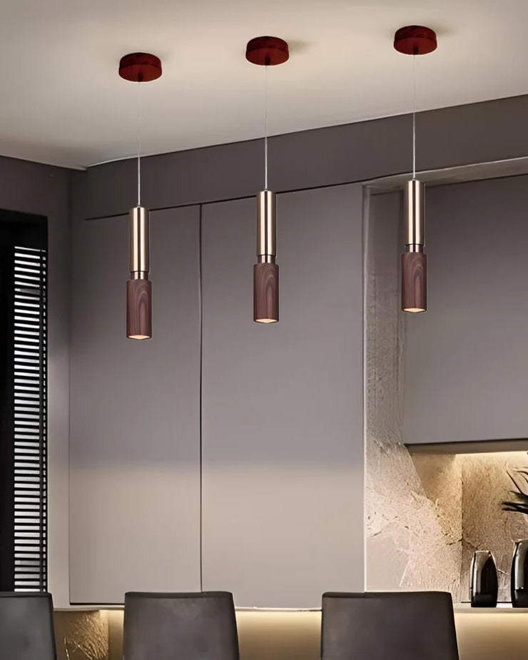 Faux Wood Shade Pendant Light - 18 Watt